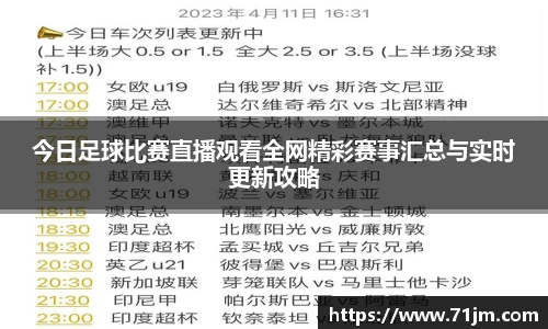 今日足球比赛直播观看全网精彩赛事汇总与实时更新攻略